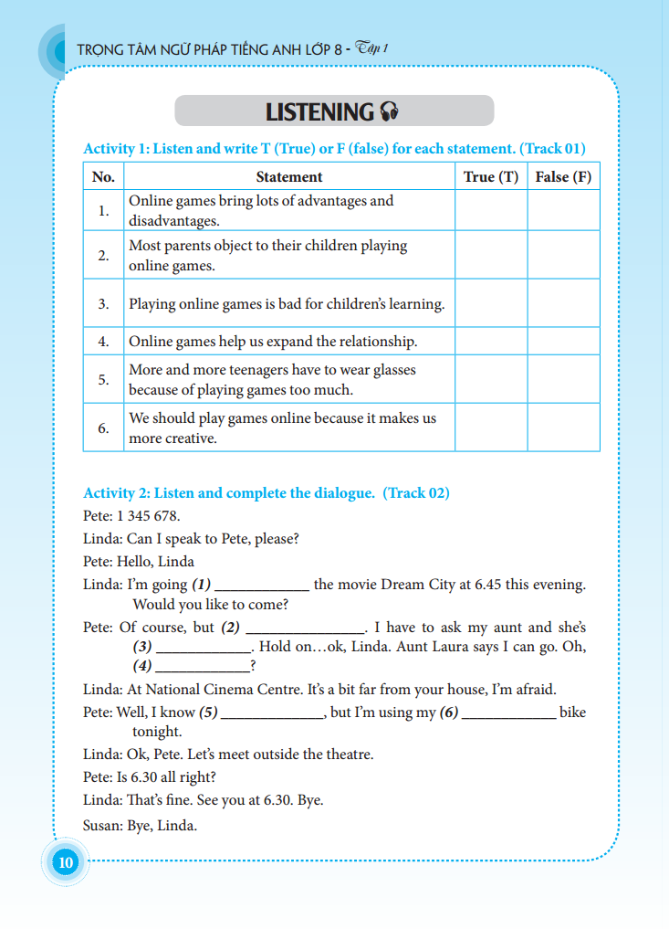 bộ the langmaster - trọng tâm ngữ pháp tiếng anh lớp 8 tập 1 (tái bản 2020) - Ảnh 7