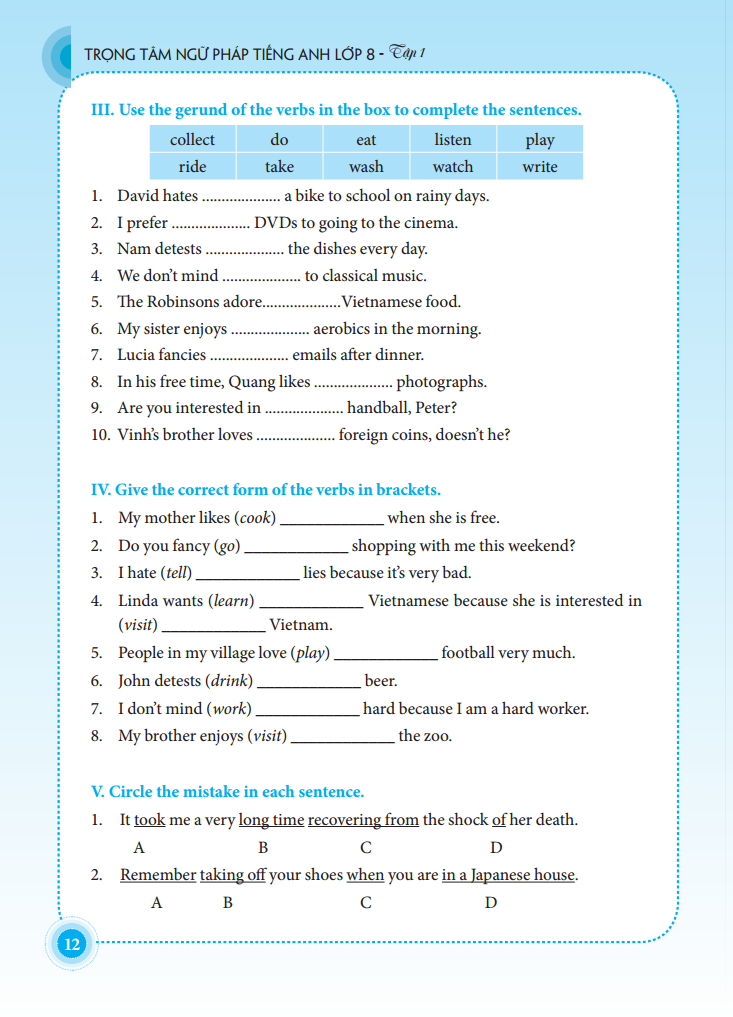 bộ the langmaster - trọng tâm ngữ pháp tiếng anh lớp 8 tập 1 (tái bản 2020) - Ảnh 9