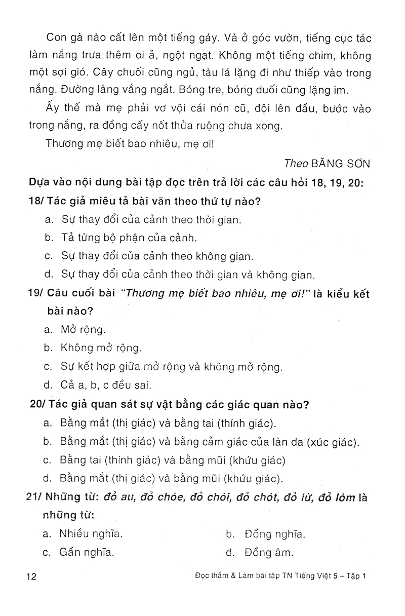 bộ tiếng việt 5 (đọc thầm và làm bài tập trắc nghiệm) - tập 1 - Ảnh 10