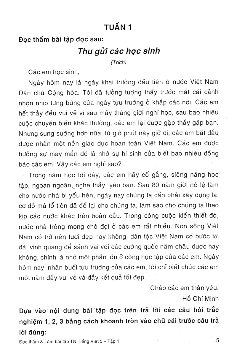 bộ tiếng việt 5 (đọc thầm và làm bài tập trắc nghiệm) - tập 1 - Ảnh 3
