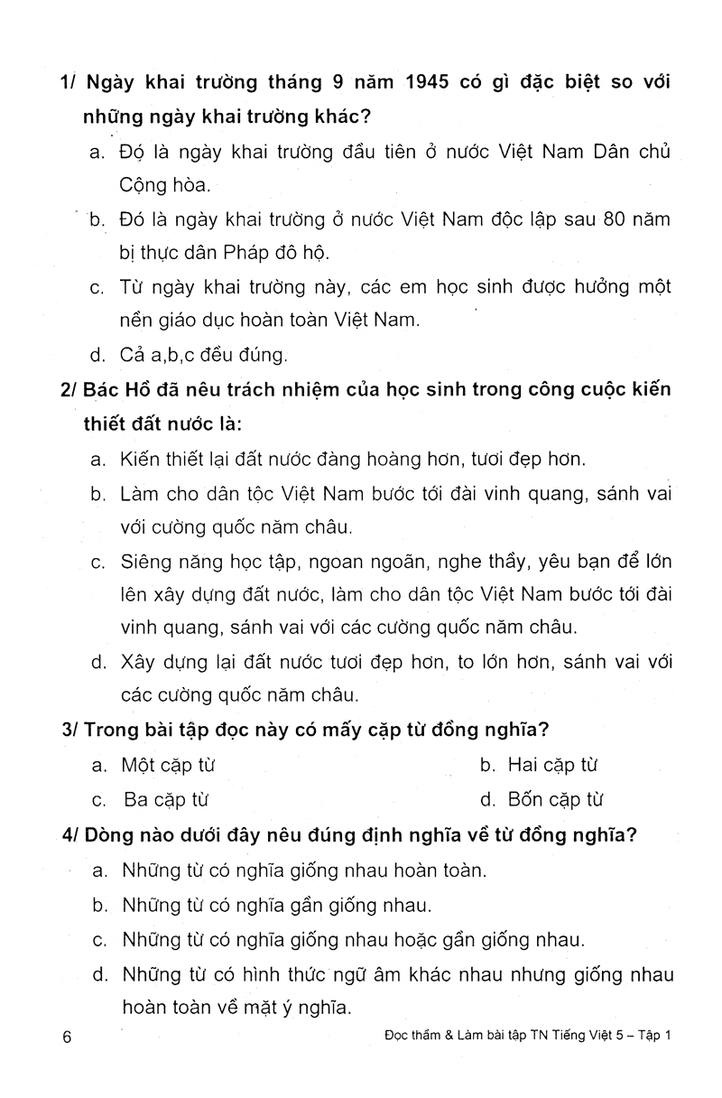 bộ tiếng việt 5 (đọc thầm và làm bài tập trắc nghiệm) - tập 1 - Ảnh 4