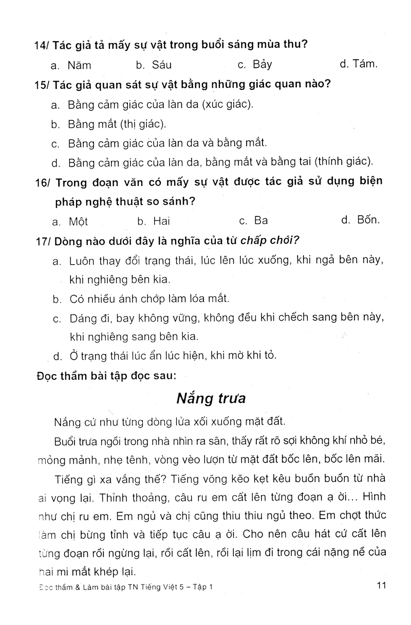 bộ tiếng việt 5 (đọc thầm và làm bài tập trắc nghiệm) - tập 1 - Ảnh 9