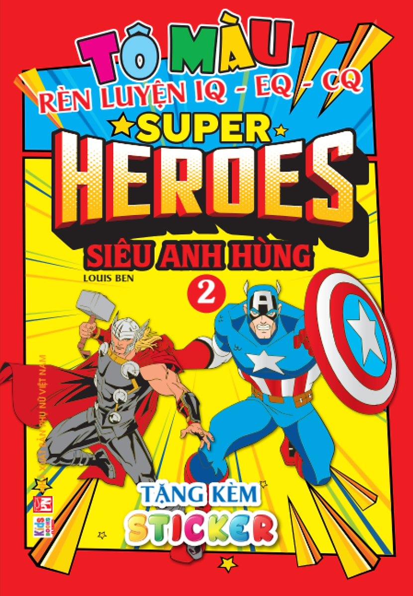 bộ tô màu rèn luyện iq eq cq - super heroes siêu anh hùng - tập 2 - tặng kèm sticker - Ảnh 2