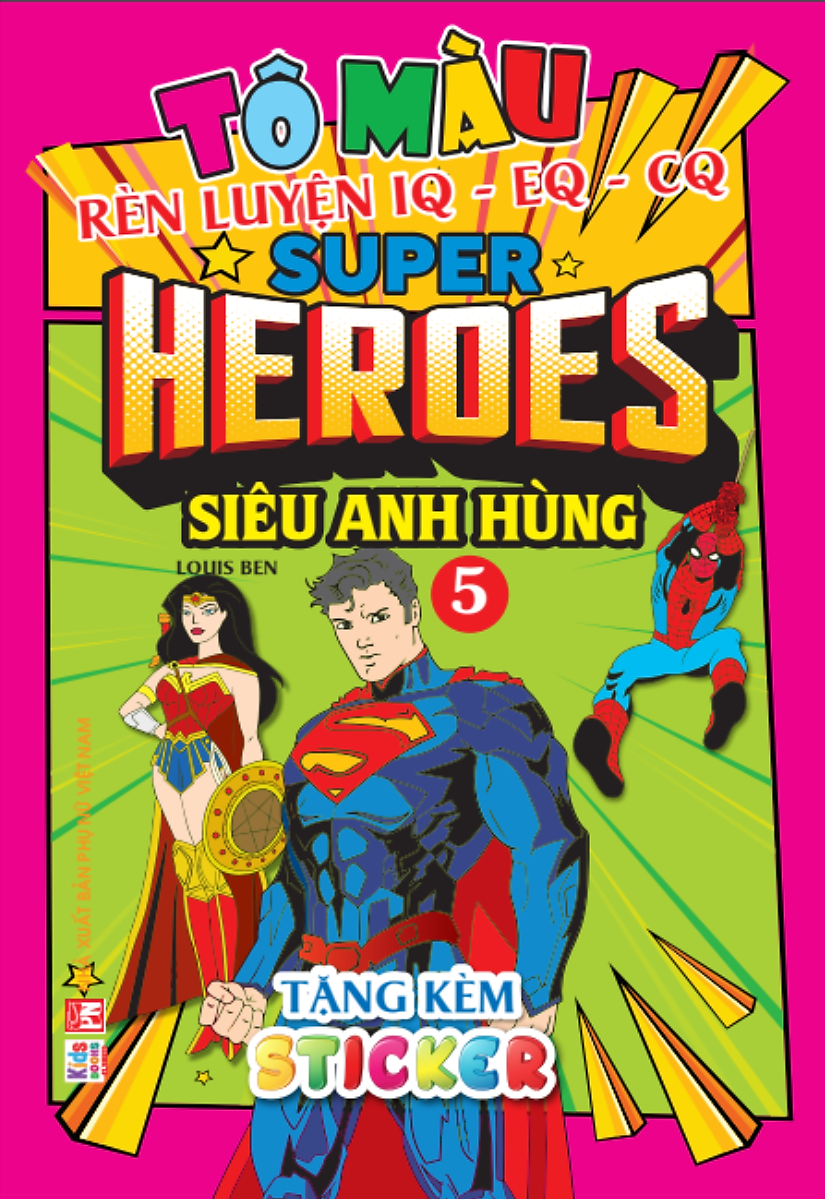 bộ tô màu rèn luyện iq eq cq - super heroes siêu anh hùng - tập 5 - tặng kèm sticker - Ảnh 2