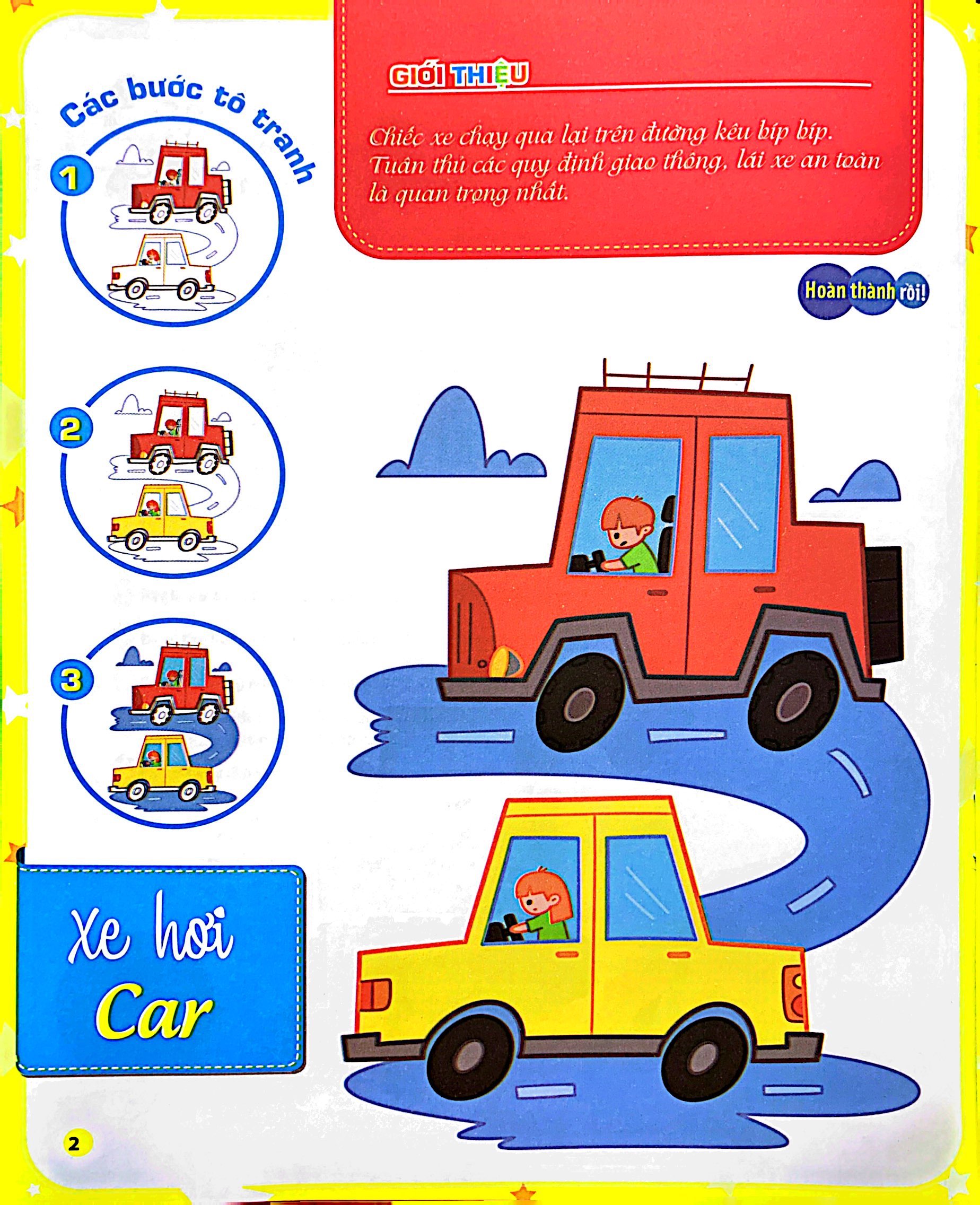 bộ tô màu theo từng bước - ô tô, xe công trình, tàu thủy 1 - Ảnh 5