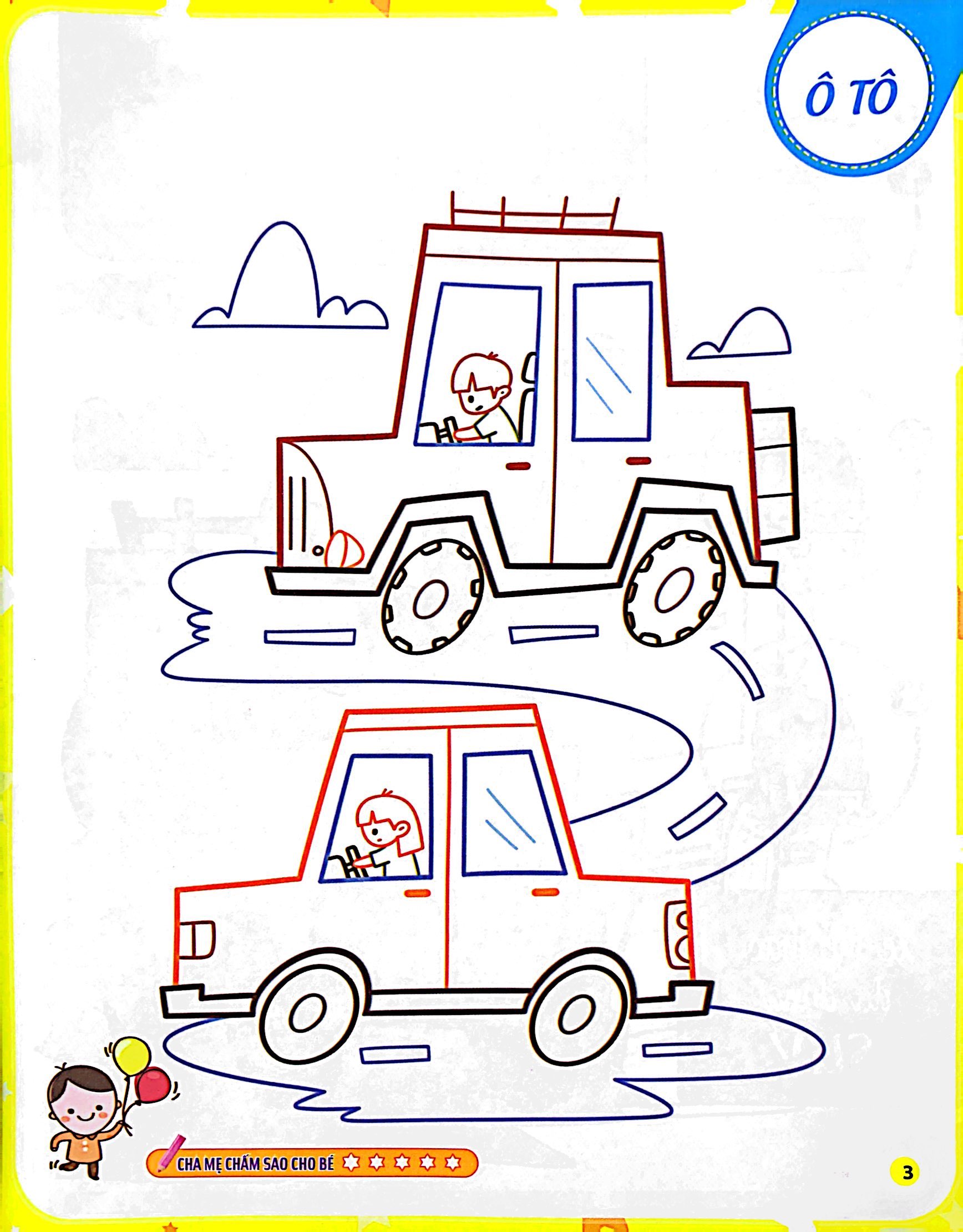 bộ tô màu theo từng bước - ô tô, xe công trình, tàu thủy 1 - Ảnh 6