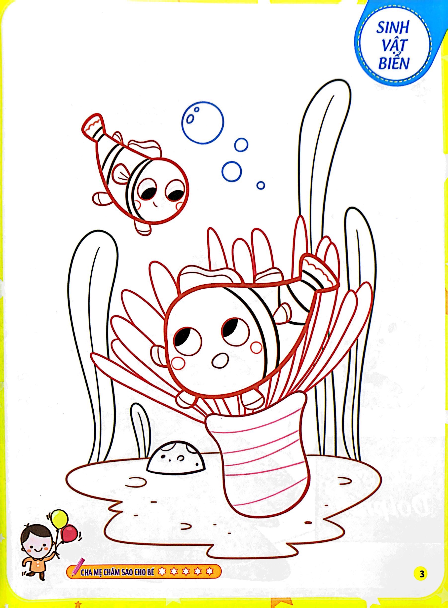 bộ tô màu theo từng bước - sinh vật biển, động vật trên cạn, khủng long 1 - Ảnh 4