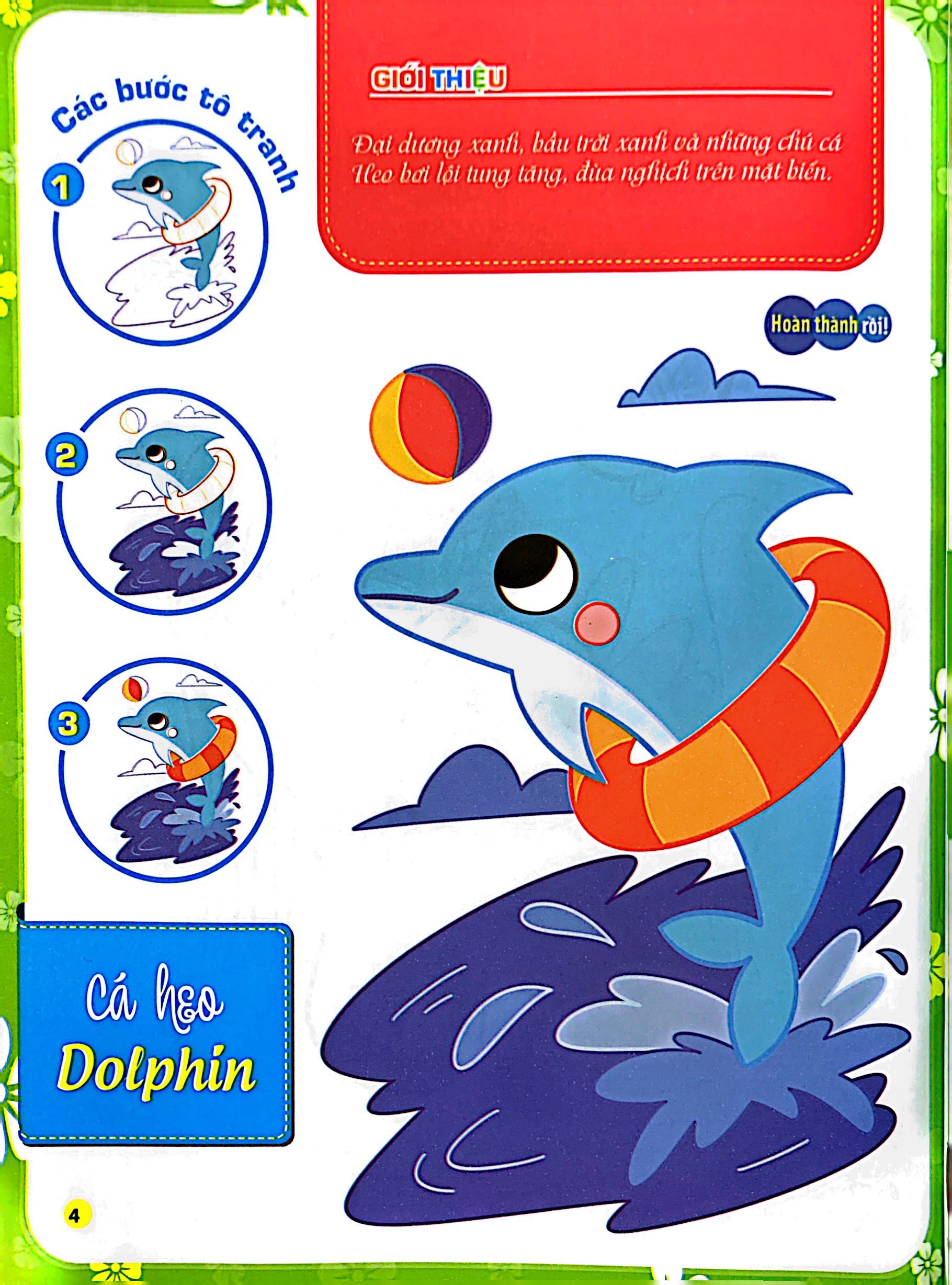 bộ tô màu theo từng bước - sinh vật biển, động vật trên cạn, khủng long 1 - Ảnh 5