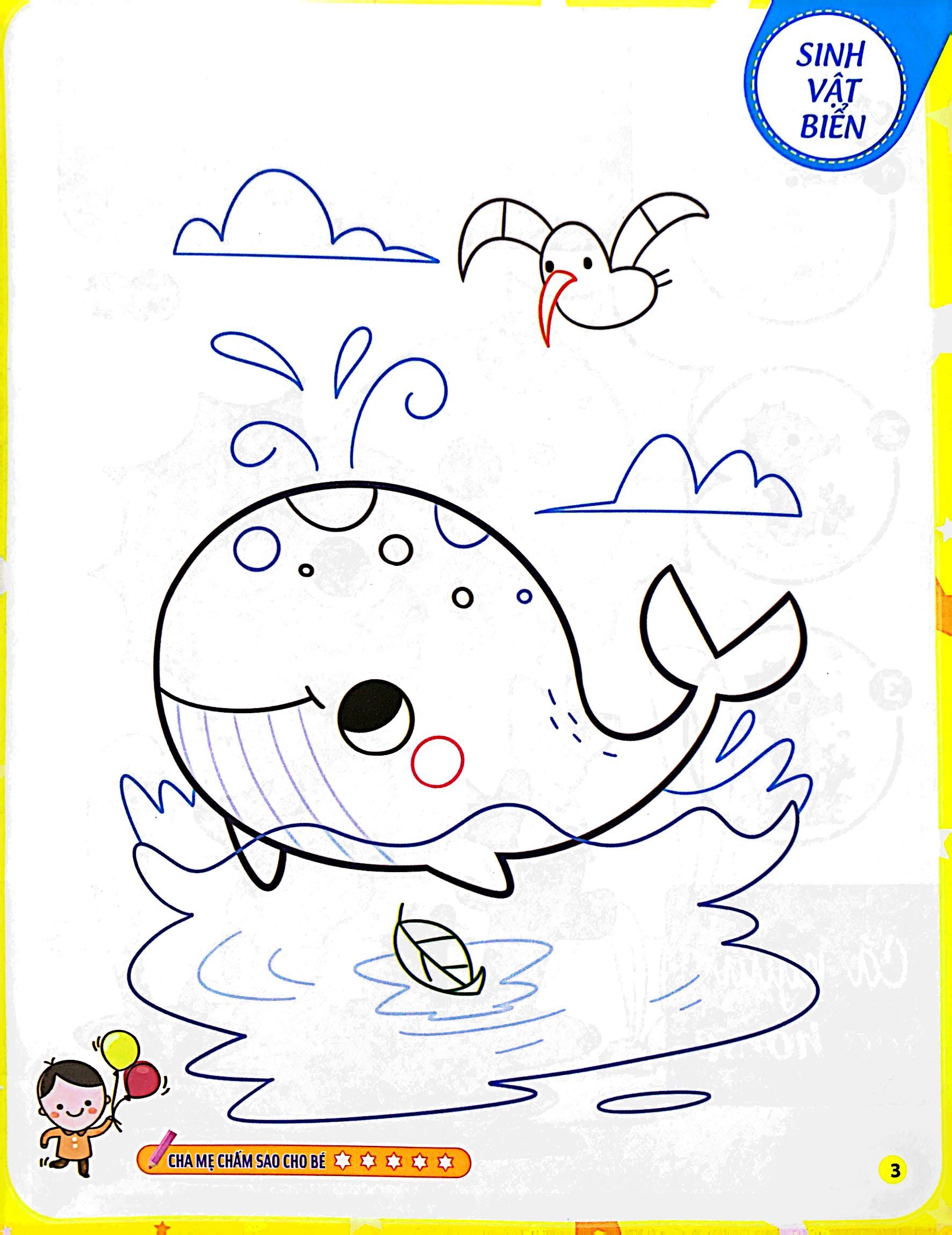 bộ tô màu theo từng bước - sinh vật biển, động vật trên cạn, khủng long 2 - Ảnh 4