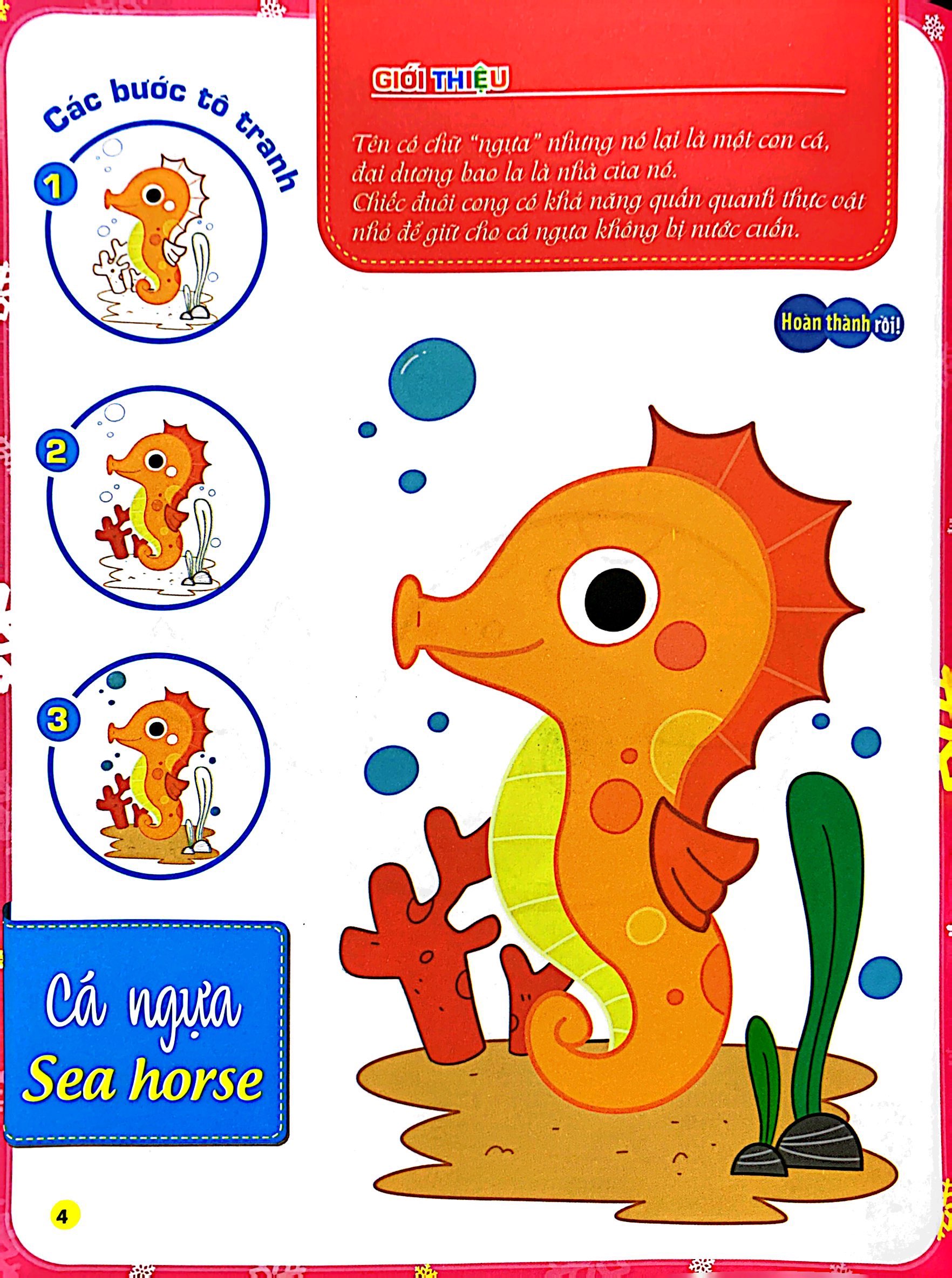 bộ tô màu theo từng bước - sinh vật biển, động vật trên cạn, khủng long 2 - Ảnh 5