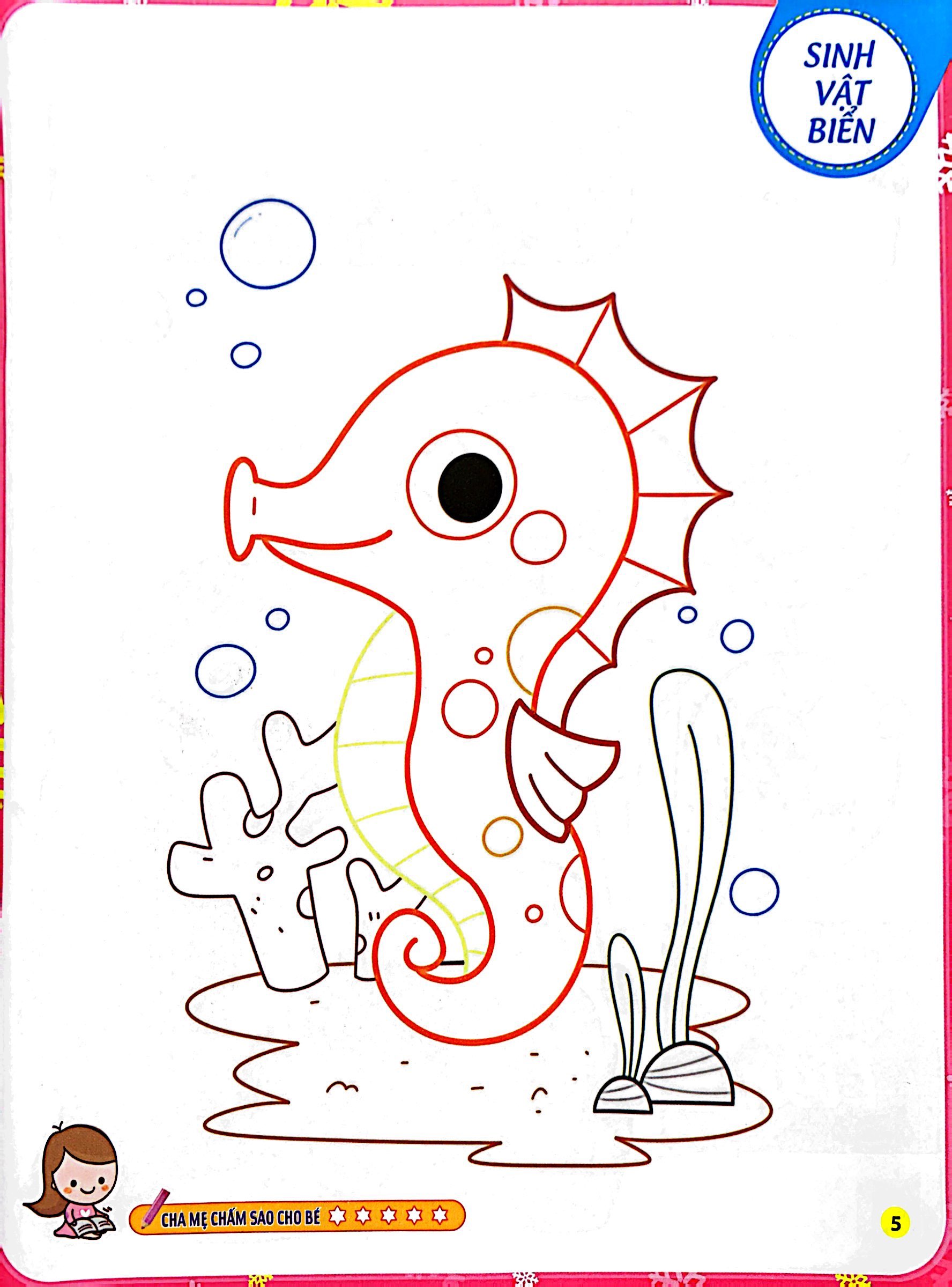 bộ tô màu theo từng bước - sinh vật biển, động vật trên cạn, khủng long 2 - Ảnh 6