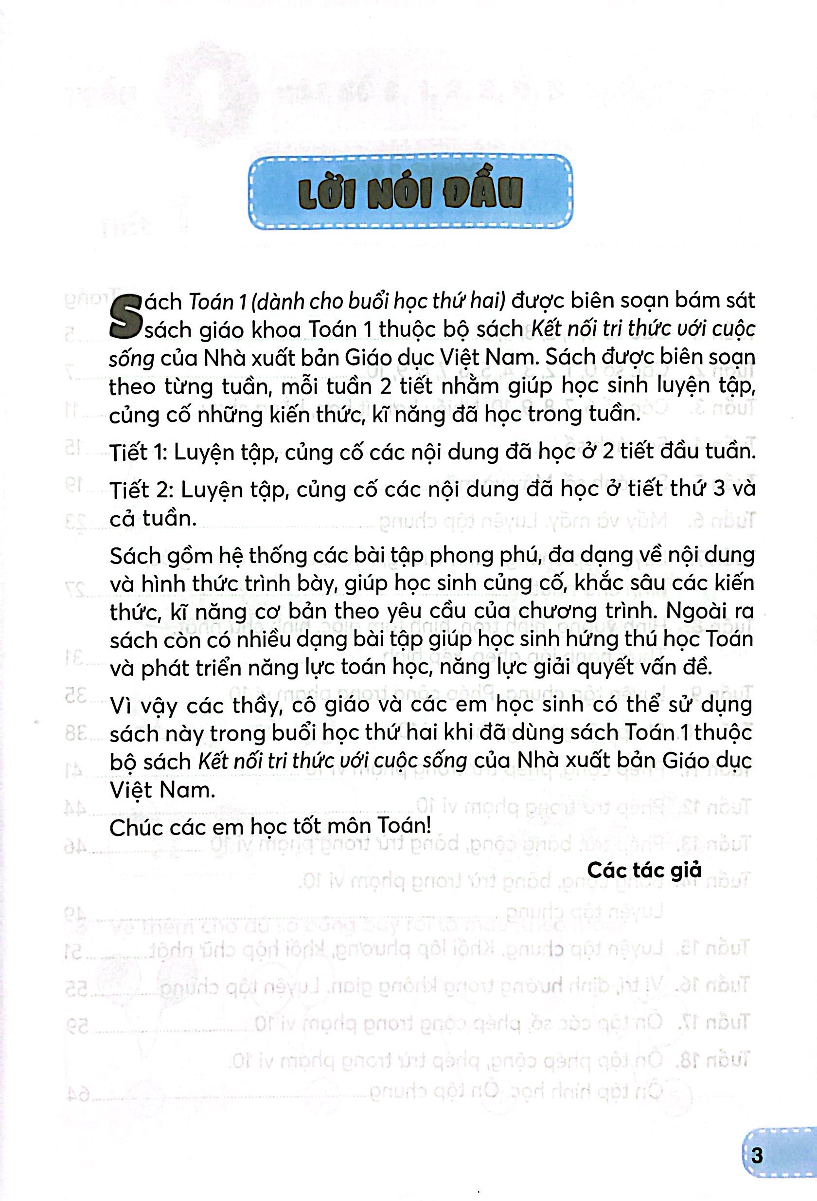 Bộ Toán 1 - Tập 1 (Kết Nối) (Dành Cho Buổi Học Thứ Hai) - Ảnh 3