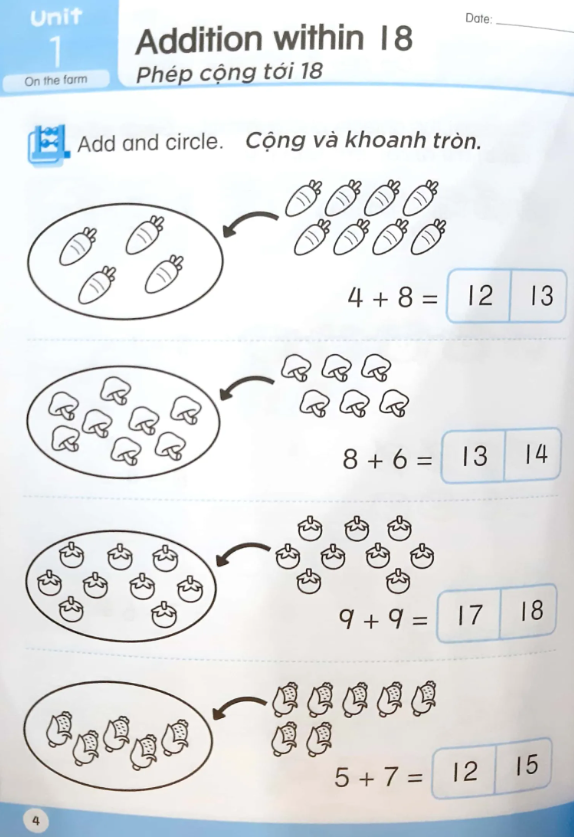 bộ toán song ngữ tiền tiểu học 5 - activity book - Ảnh 6
