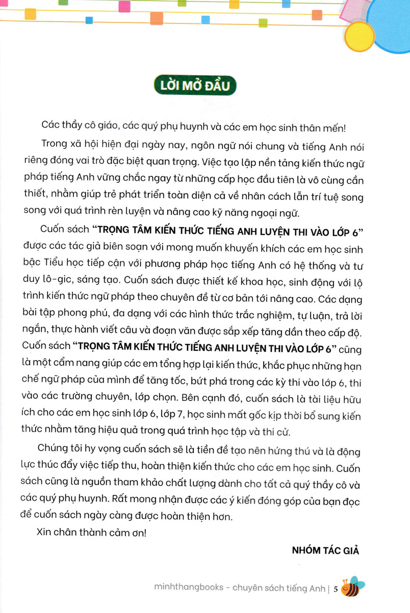 bộ trọng tâm kiến thức tiếng anh luyện thi vào lớp 6 - tập 1 (không đáp án) - Ảnh 4