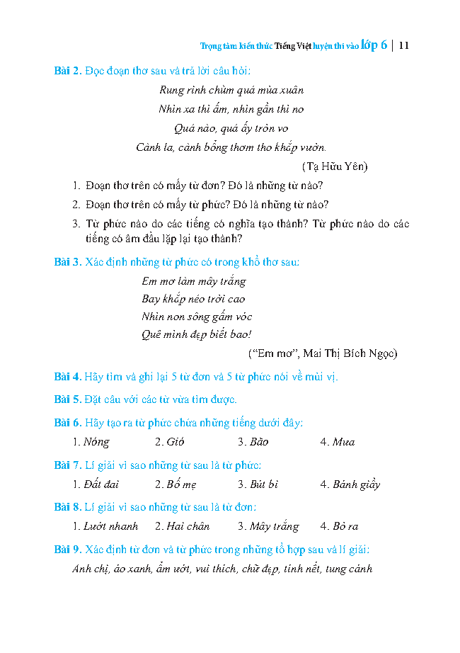 bộ trọng tâm kiến thức tiếng việt luyện thi vào lớp 6 - có đáp án - tập 1 - Ảnh 3