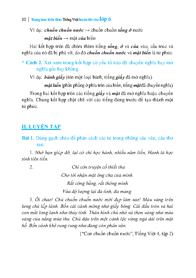 bộ trọng tâm kiến thức tiếng việt luyện thi vào lớp 6 - có đáp án - tập 1 - Ảnh 4