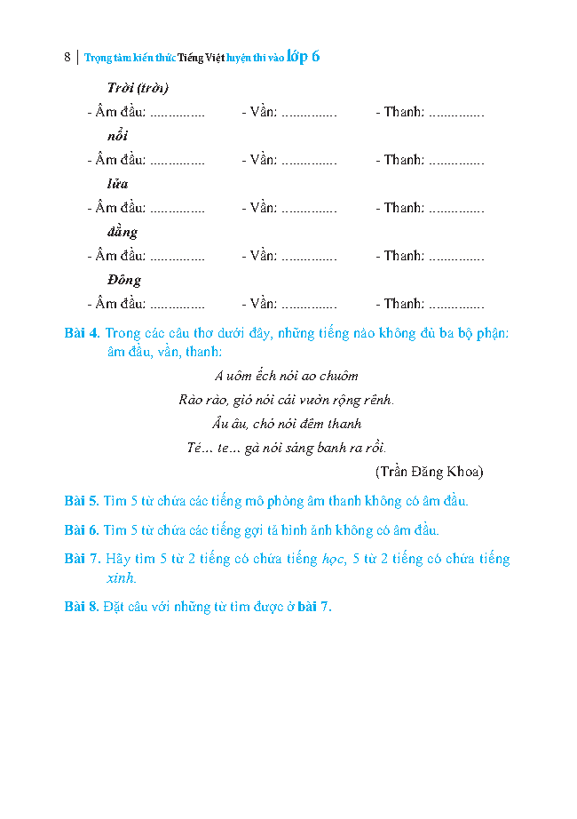 bộ trọng tâm kiến thức tiếng việt luyện thi vào lớp 6 - có đáp án - tập 1 - Ảnh 6