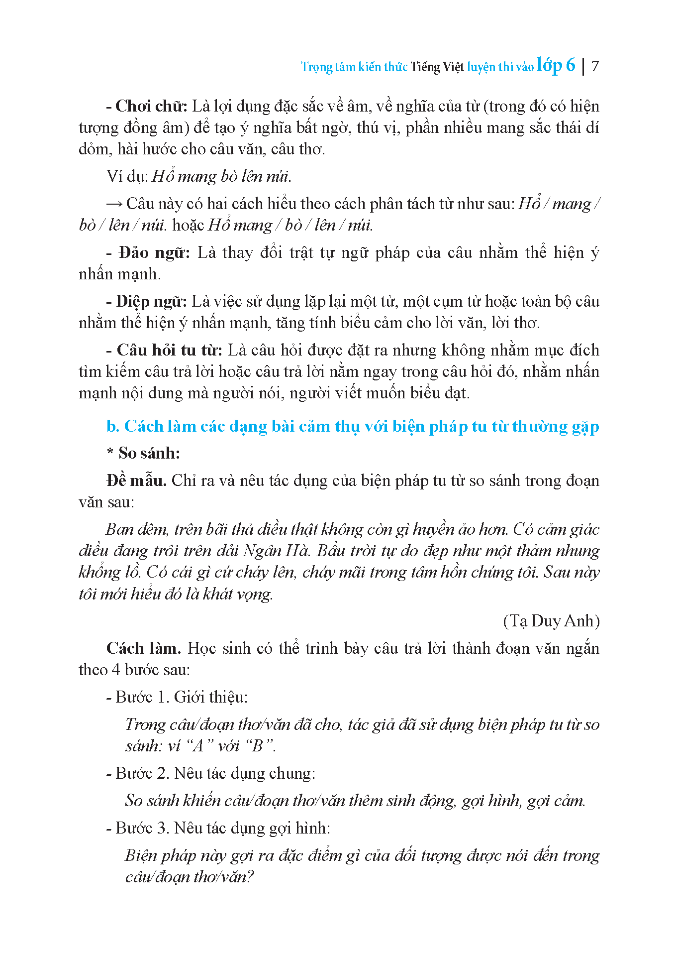 bộ trọng tâm kiến thức tiếng việt luyện thi vào lớp 6 - có đáp án - tập 2 - Ảnh 5