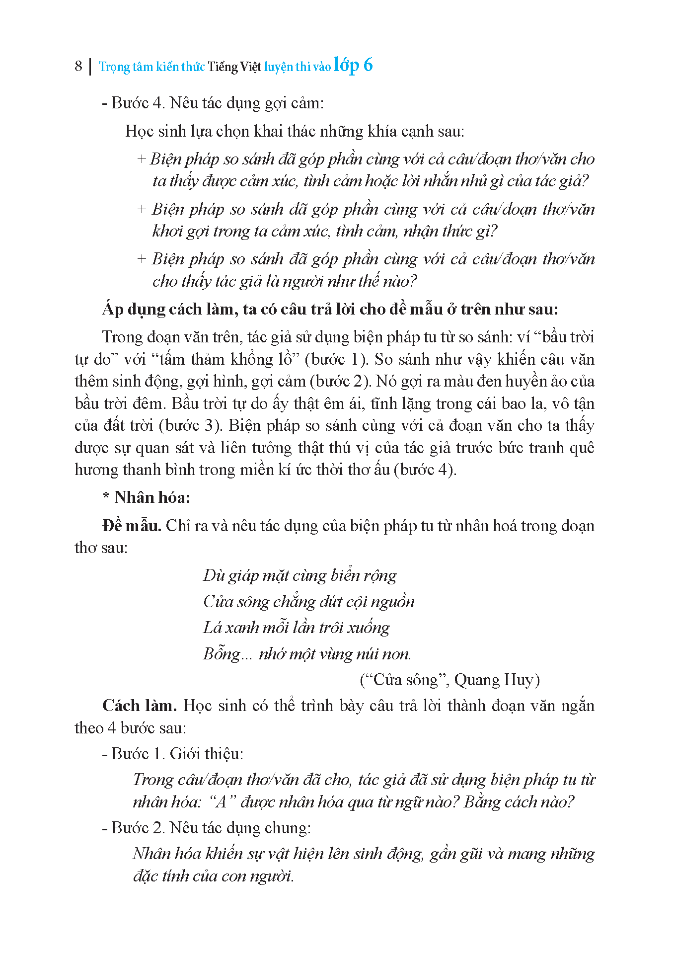 bộ trọng tâm kiến thức tiếng việt luyện thi vào lớp 6 - có đáp án - tập 2 - Ảnh 6