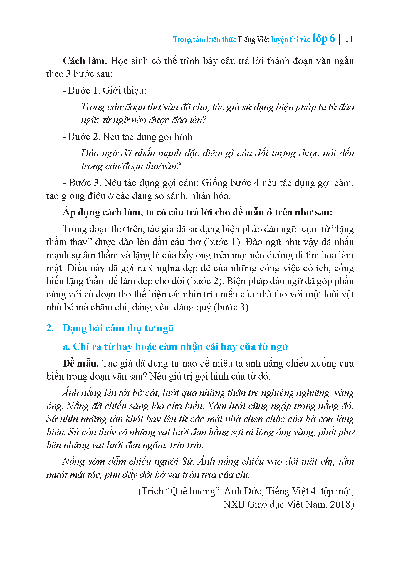bộ trọng tâm kiến thức tiếng việt luyện thi vào lớp 6 - có đáp án - tập 2 - Ảnh 9