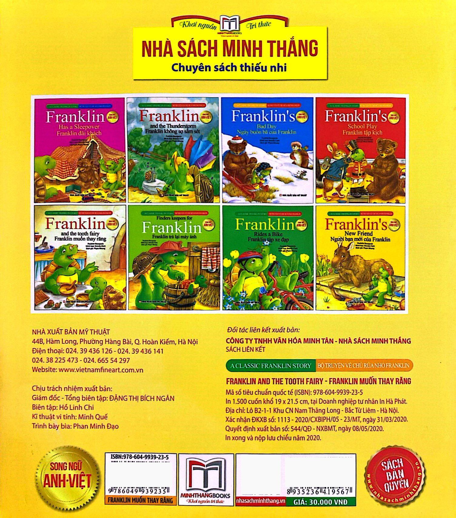 bộ truyện về chú rùa nhỏ franklin - franklin muốn thay răng (song ngữ anh - việt) - Ảnh 7