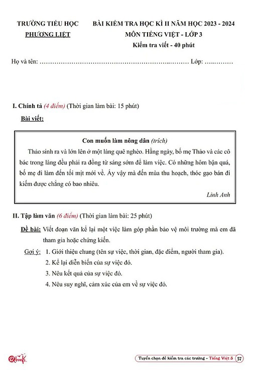 Bộ Tuyển Chọn Đề Kiểm Tra Tiếng Việt Các Trường 3 - Ảnh 4