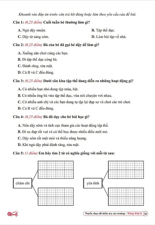 Bộ Tuyển Chọn Đề Kiểm Tra Tiếng Việt Các Trường 3 - Ảnh 5