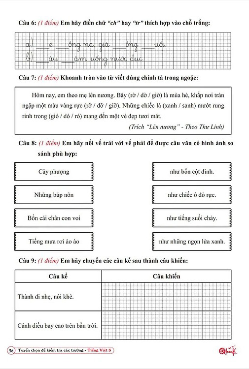 Bộ Tuyển Chọn Đề Kiểm Tra Tiếng Việt Các Trường 3 - Ảnh 7