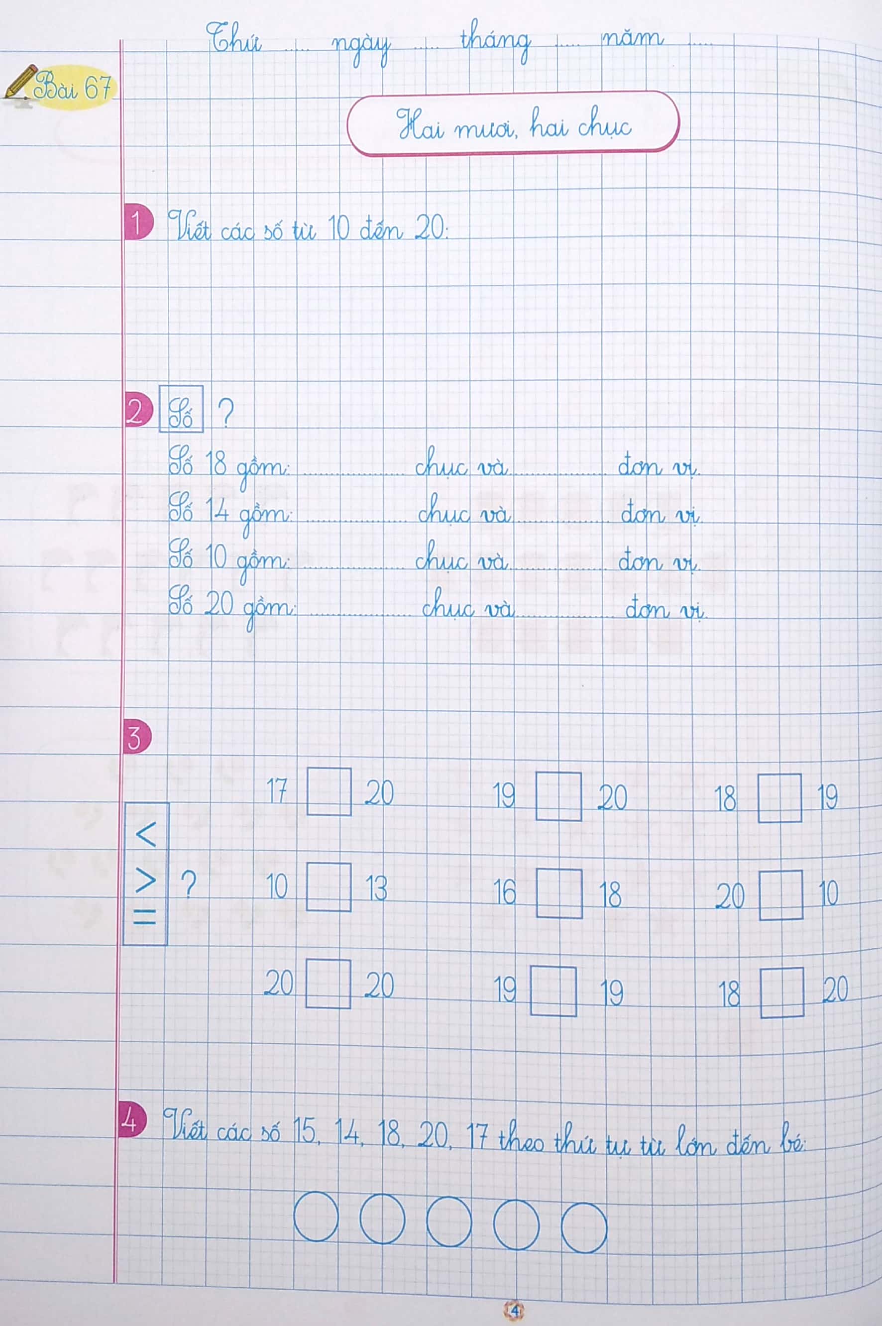 bộ vở ô li bài tập toán 1 - quyển 2 (2020) - Ảnh 6