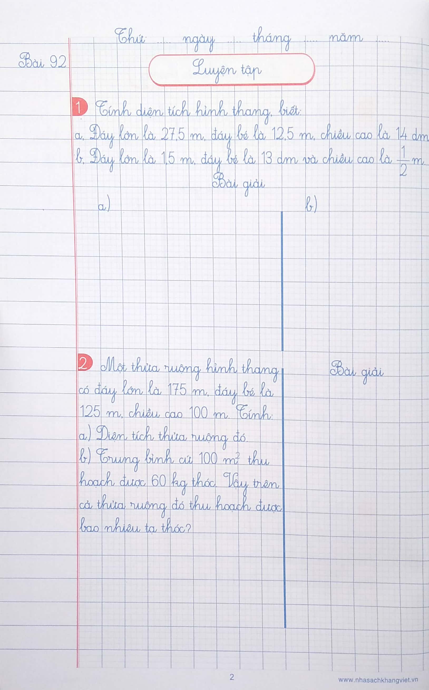 bộ vở ô li bài tập toán 5 - quyển 2 (2019) - Ảnh 4