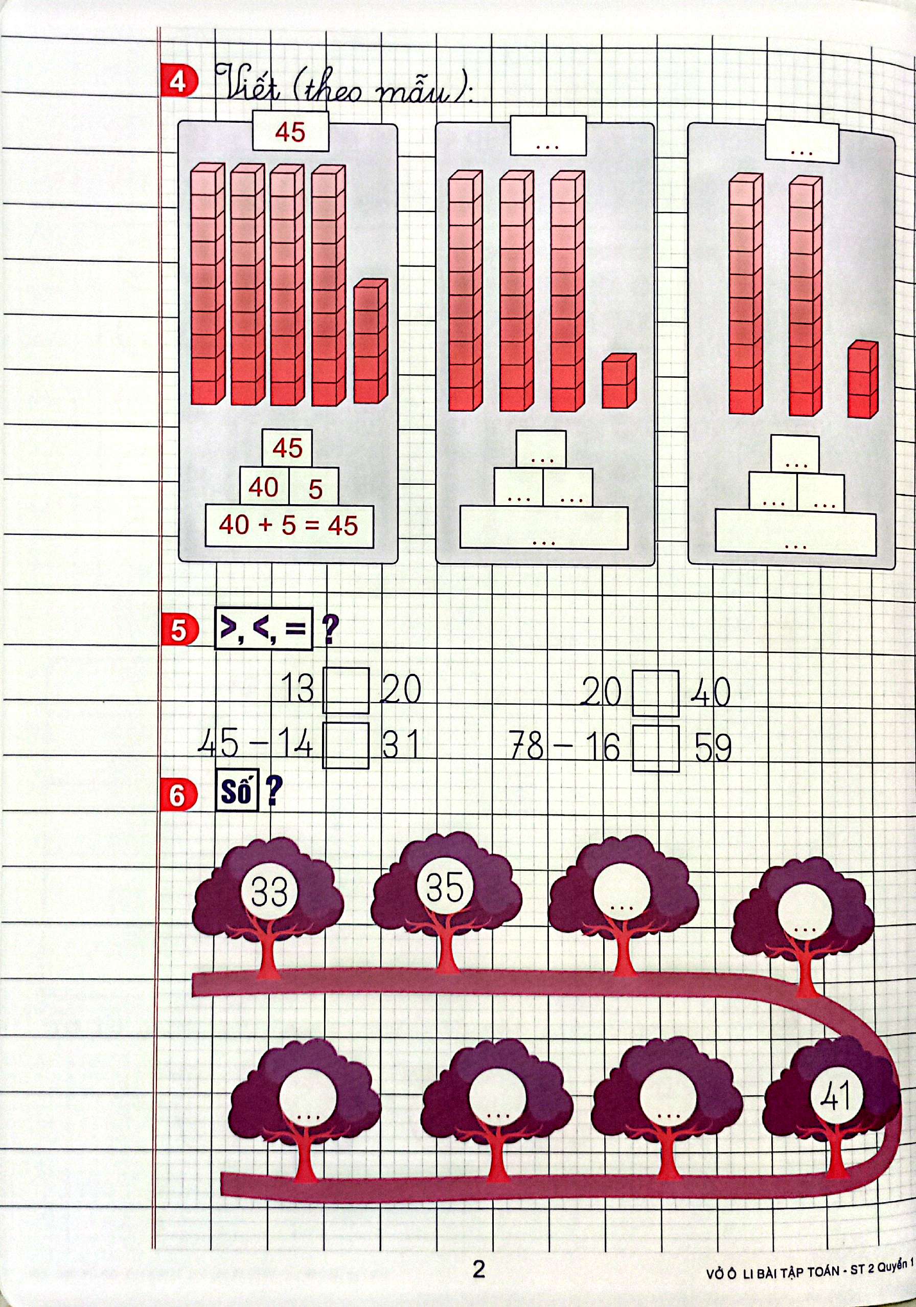 Bộ Vở Ô Li Bài Tập Toán Lớp 2 (Quyển 1) - Ảnh 4
