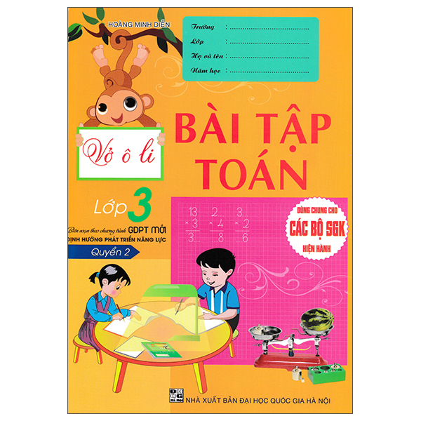 bộ vở ô li bài tập toán lớp 3 - tập 2