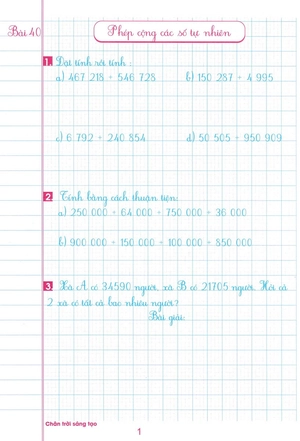 bộ vở ô li bài tập toán lớp 4 - quyển 1 (biên soạn theo chương trình sgk chân trời sáng tạo) - Ảnh 3