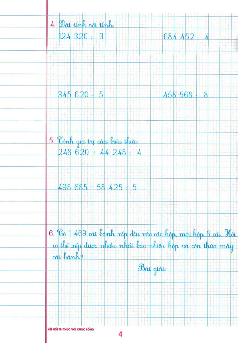 bộ vở ô li bài tập toán lớp 4 - quyển 2 (biên soạn theo chương trình sgk kết nối tri thức với cuộc sống) - Ảnh 6