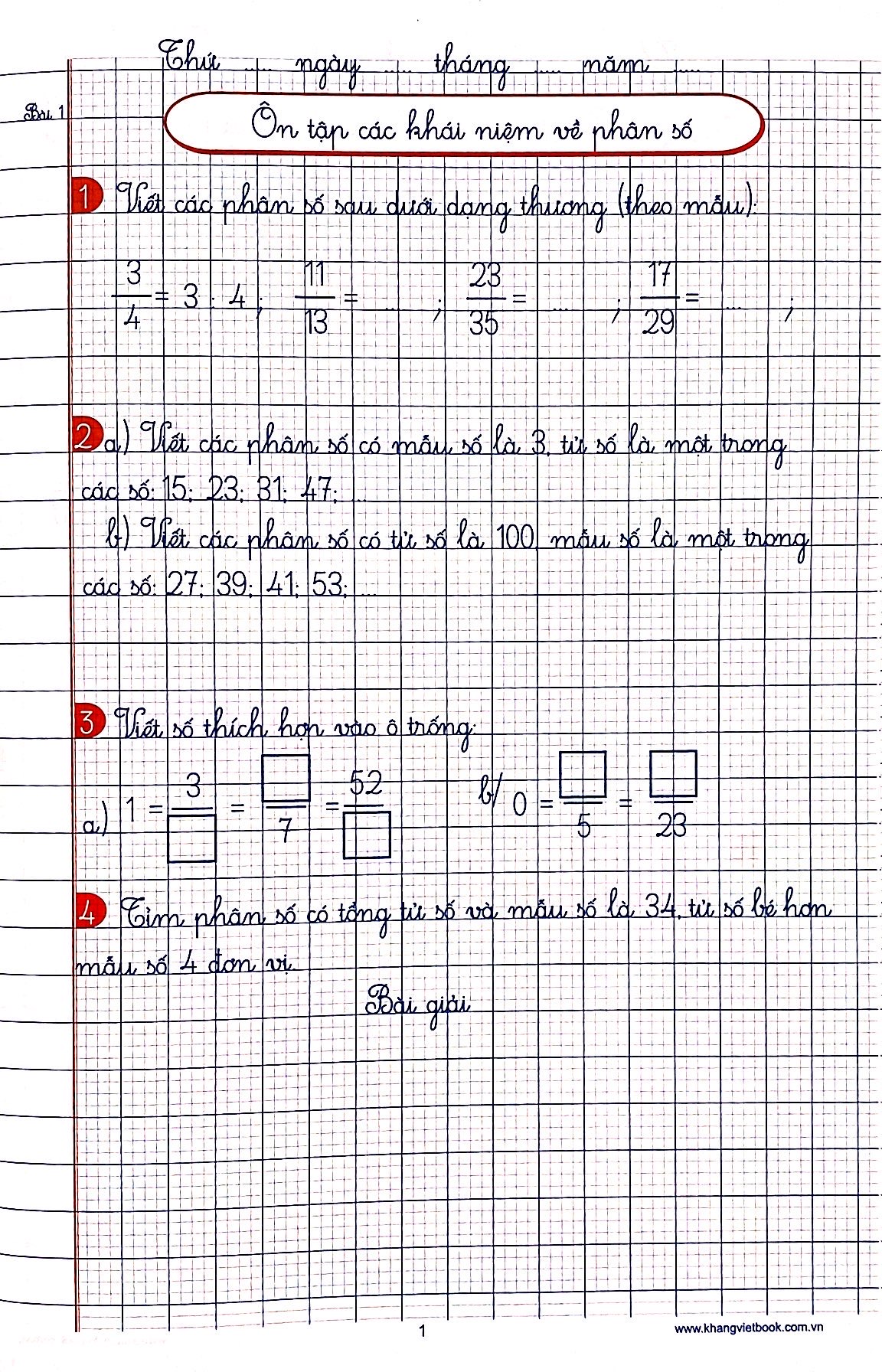 bộ vở ô li bài tập toán lớp 5 - quyển 1 - Ảnh 2