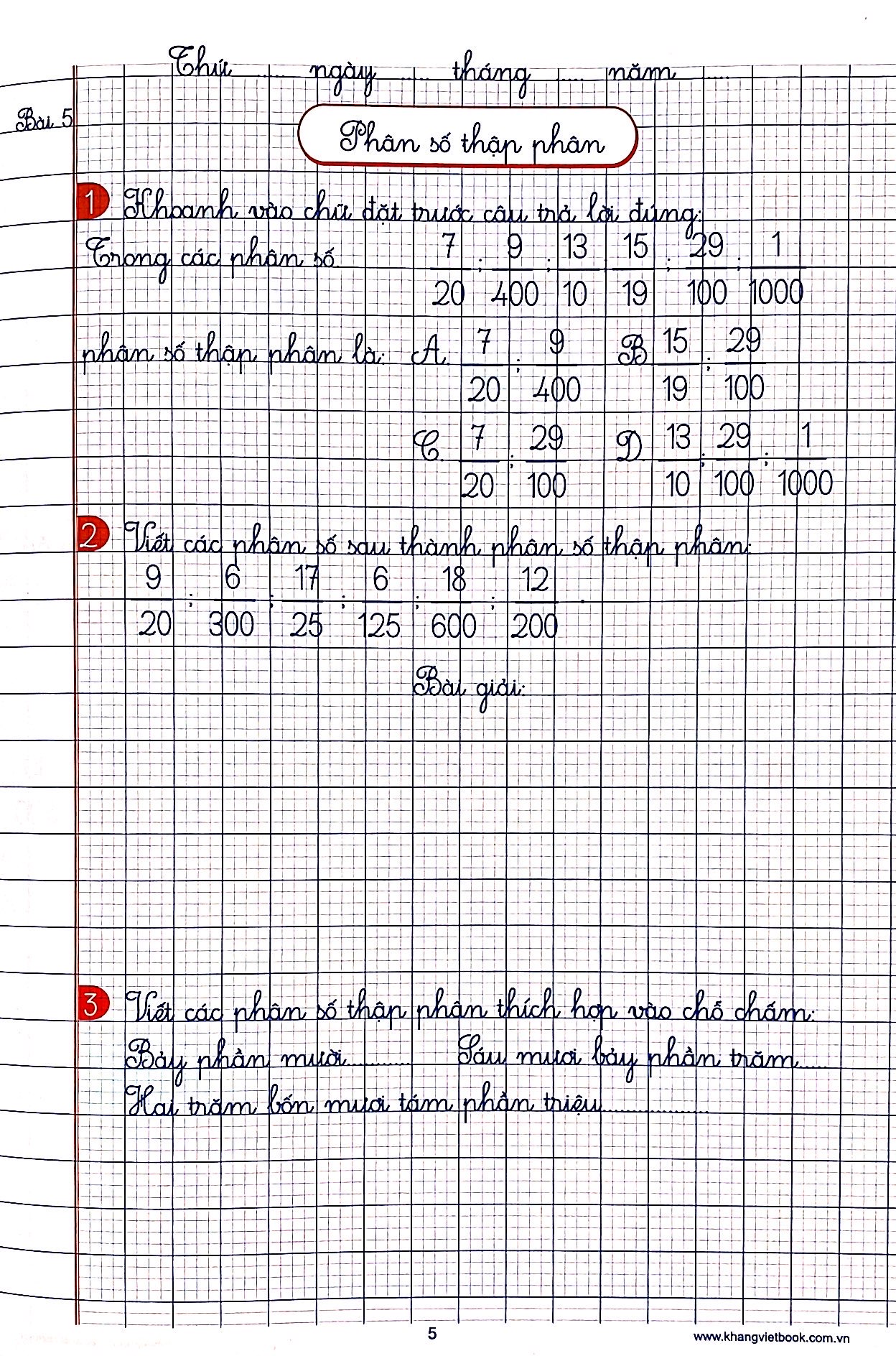 bộ vở ô li bài tập toán lớp 5 - quyển 1 - Ảnh 6