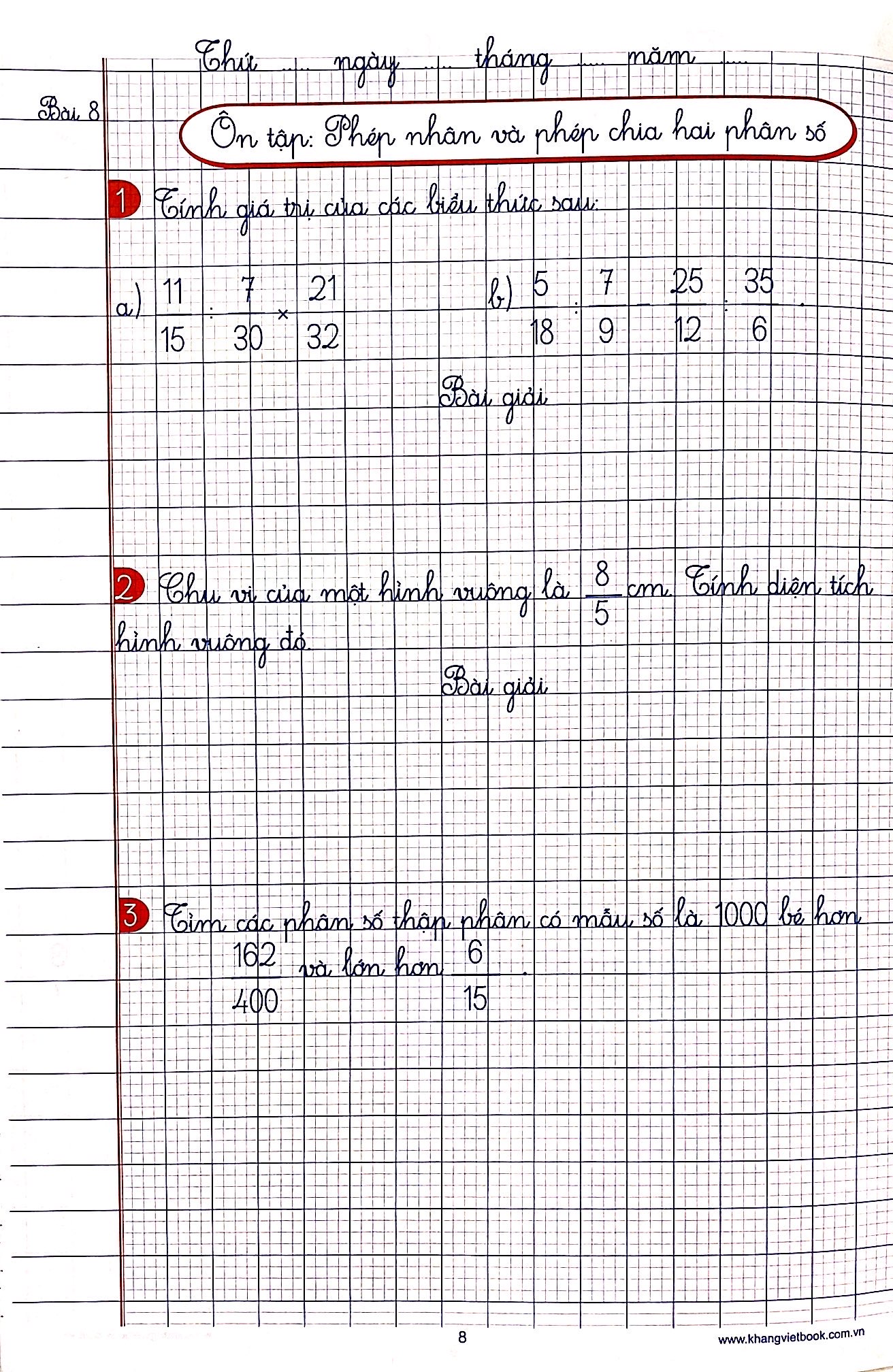 bộ vở ô li bài tập toán lớp 5 - quyển 1 - Ảnh 9