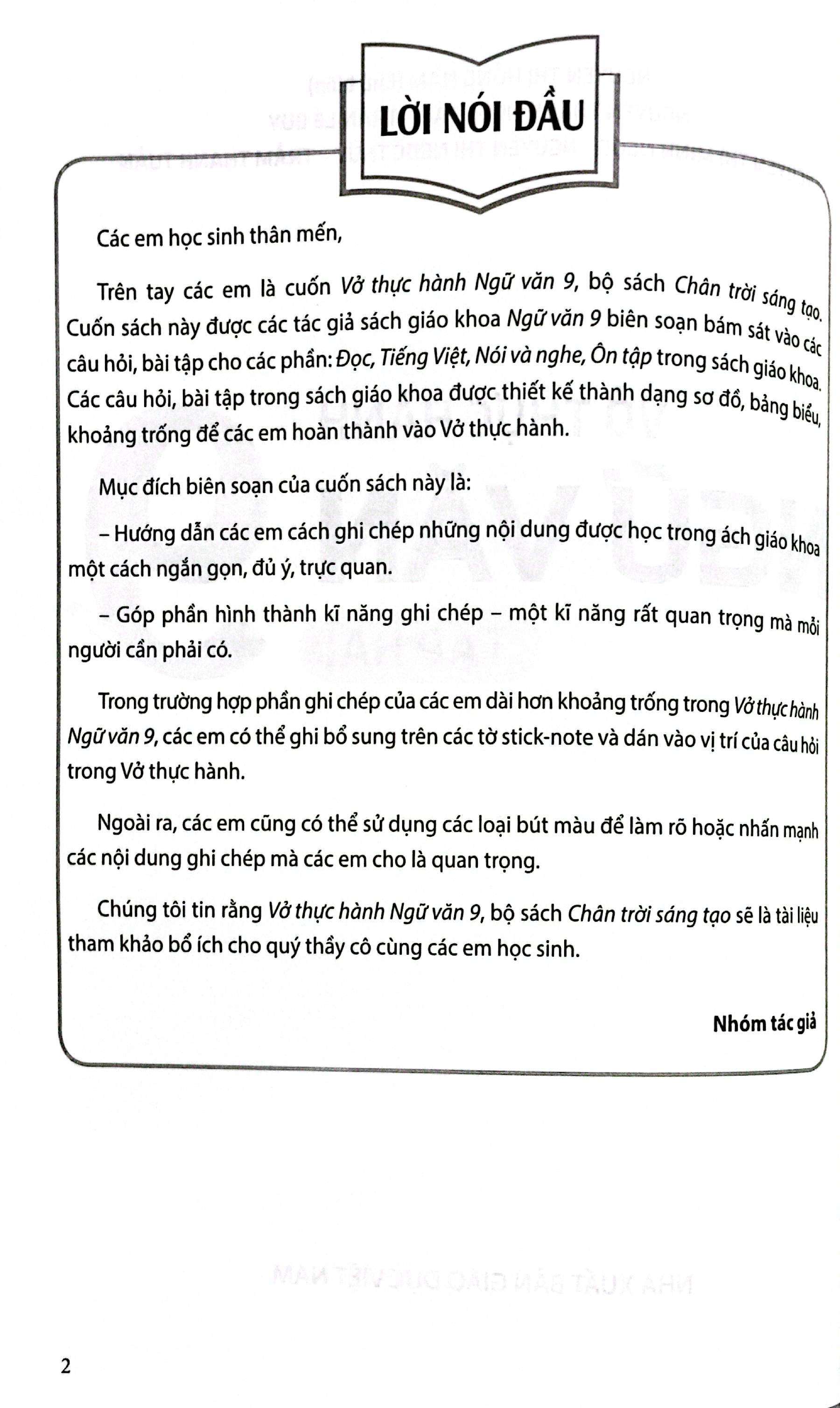 Bộ Vở Thực Hành Ngữ Văn 9 - Tập 2 (Chân Trời Sáng Tạo) (Chuẩn) - Ảnh 3