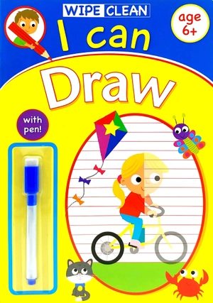 bộ wipe clean i can draw - book with pen age 6+ - Ảnh 2