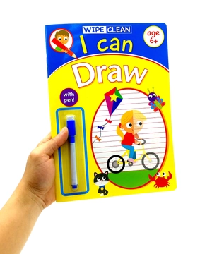 bộ wipe clean i can draw - book with pen age 6+ - Ảnh 7