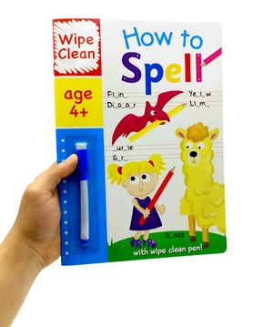 bộ wipe clean i can spell - book with pen age 6+ - Ảnh 8