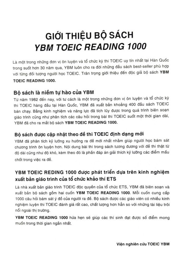 bộ ybm toeic reading 1000 - vol 1 (tái bản) - Ảnh 2