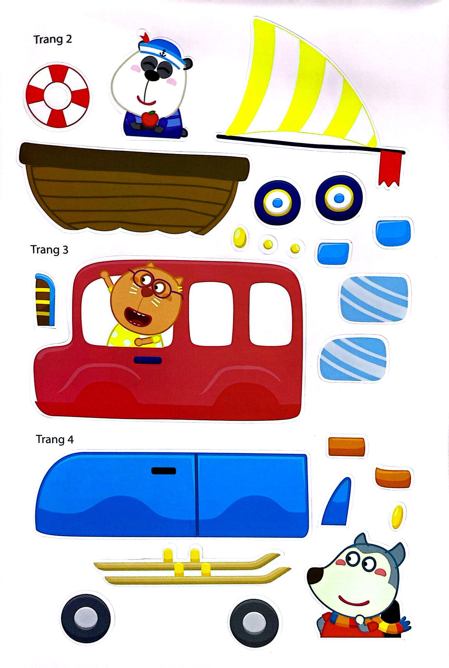 bóc dán thông minh - wolfoo iq rèn luyện khả năng sáng tạo cùng bé - các loại phương tiện giao thông - Ảnh 4