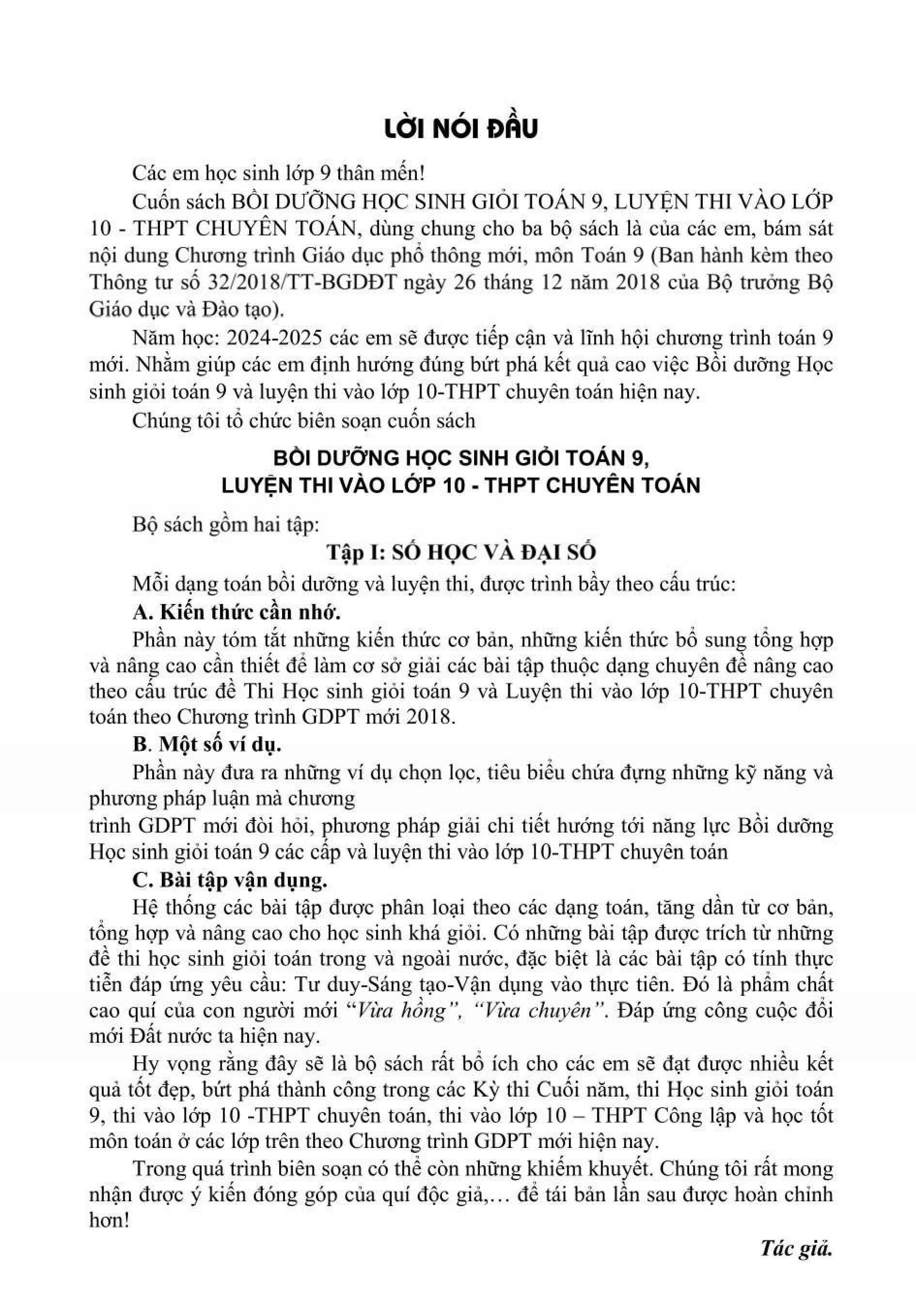 Bồi Dưỡng Học Sinh Giỏi Toán 9 - Luyện Thi Vào Lớp 10 THPT Chuyên Toán - Tập 1 - Số Học-Tổ Hợp, Nguyên Lý Và Đại Số - Ảnh 3