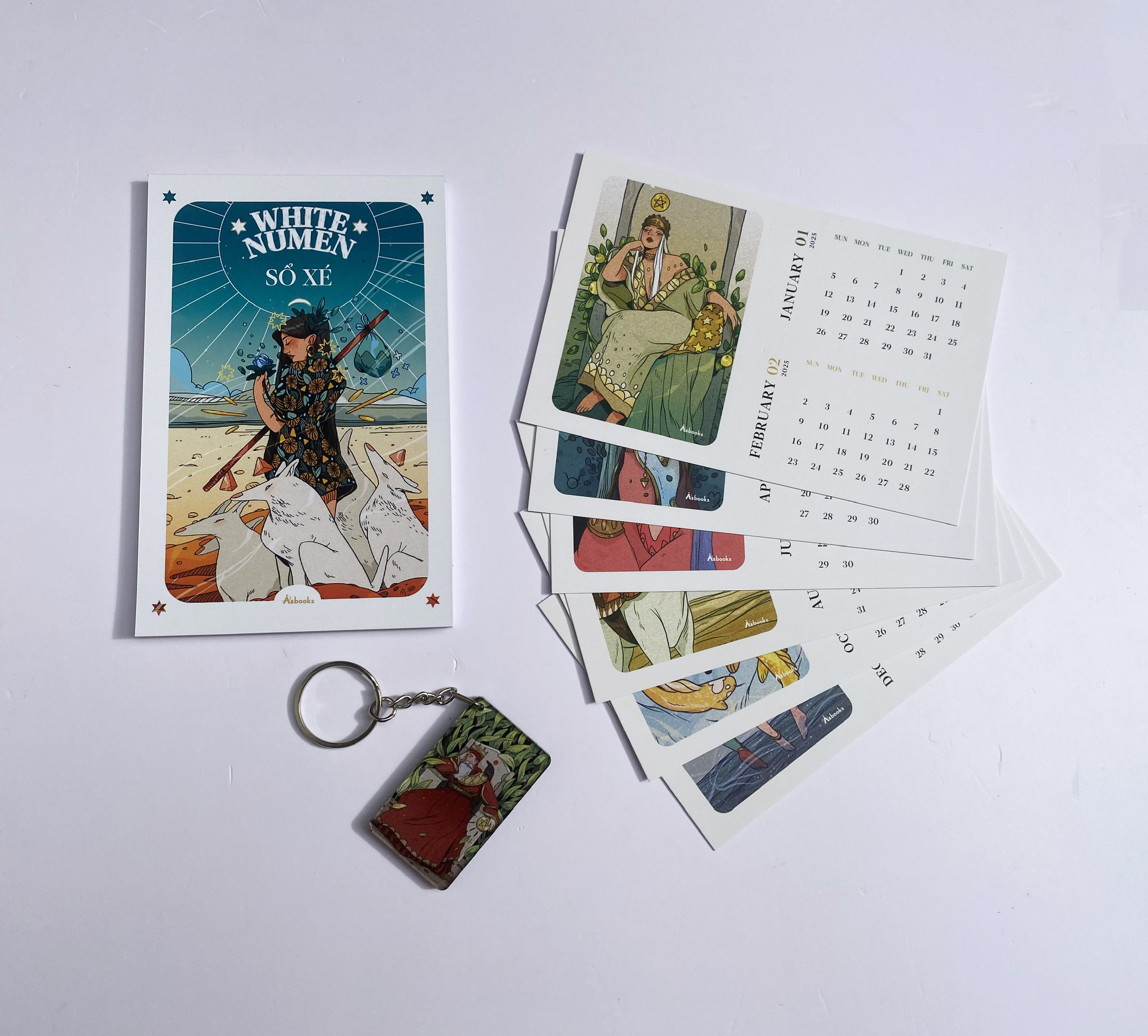 boxset white numen tarot (bộ bài + sách hướng dẫn) - tặng kèm bộ quà all-in: sổ xé in bìa art bài + bộ postcard in hình art bài kèm lịch 2025 + móc khóa in art bài random - Ảnh 9