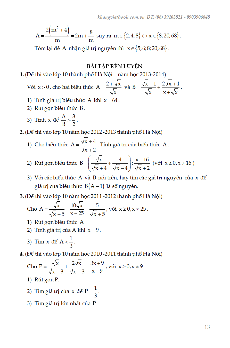 các chuyên đề bồi dưỡng học sinh giỏi đại số lớp 9 - Ảnh 14