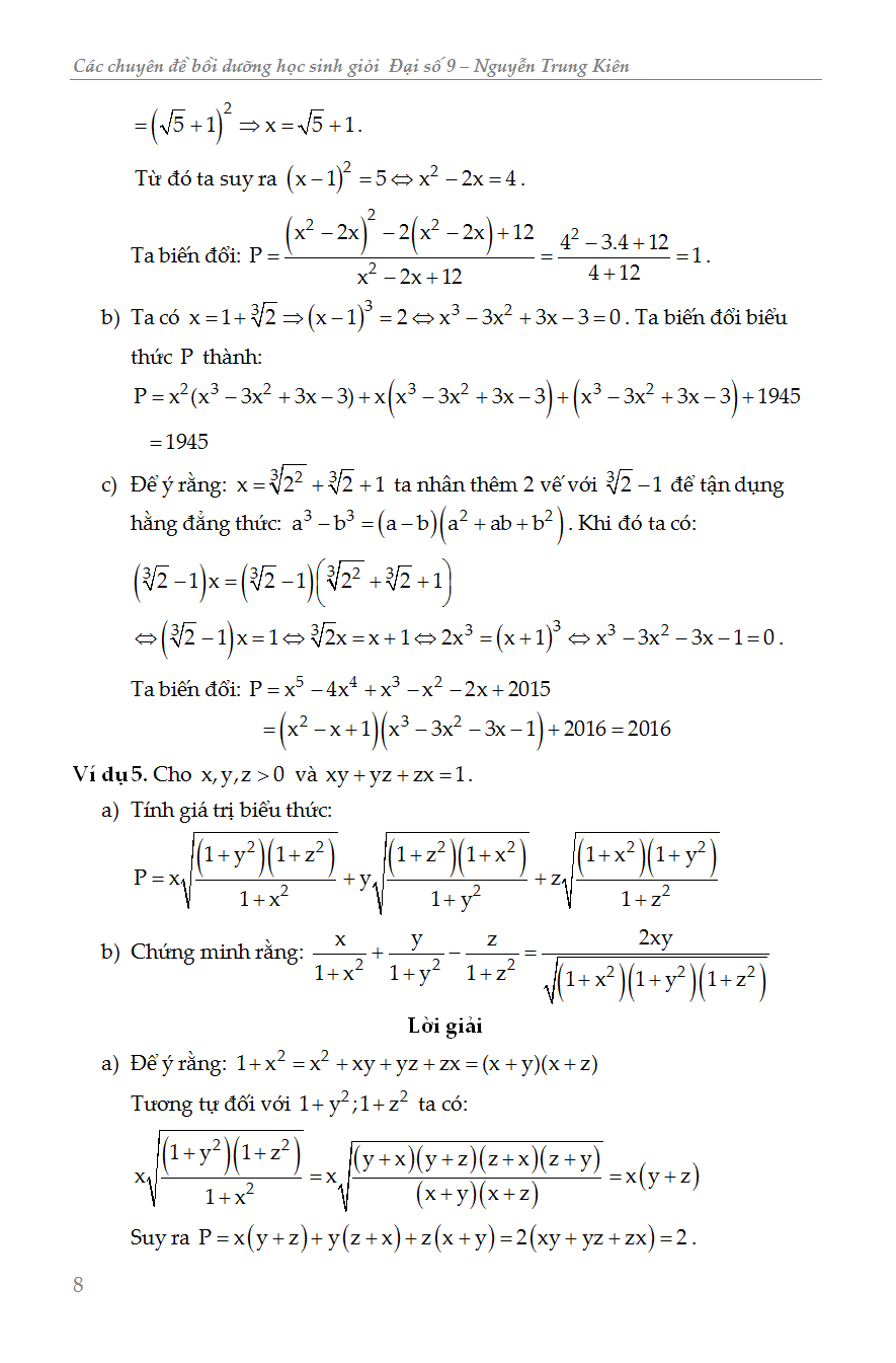 các chuyên đề bồi dưỡng học sinh giỏi đại số lớp 9 - Ảnh 9