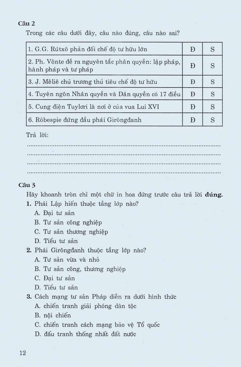 các dạng câu hỏi và bài tập trắc nghiệm lịch sử lớp 11 - Ảnh 10