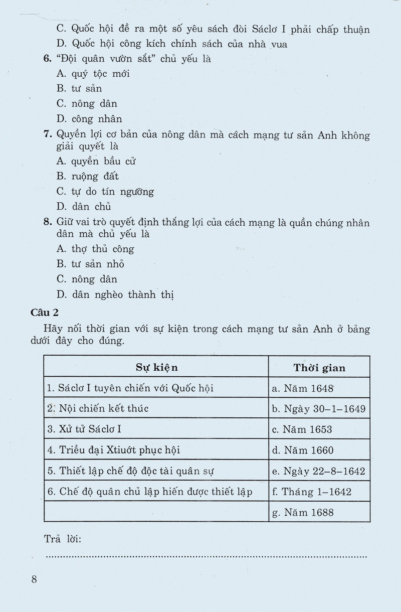 các dạng câu hỏi và bài tập trắc nghiệm lịch sử lớp 11 - Ảnh 6