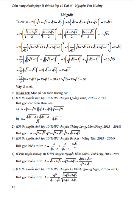 cẩm nang chinh phục kì thi lớp 10 - đại số - Ảnh 10